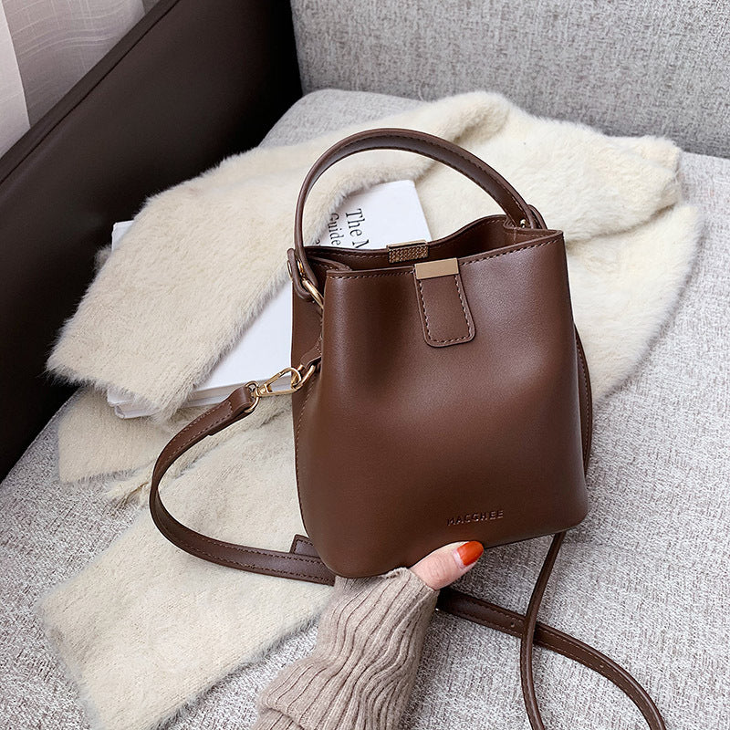Simple One-Shoulder Bucket Handbag