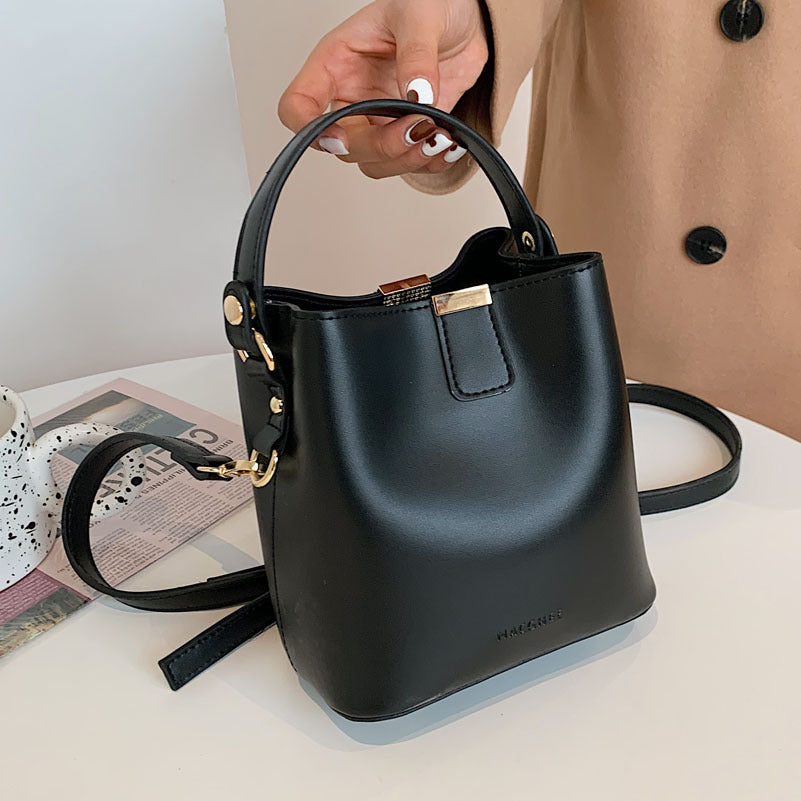 Simple One-Shoulder Bucket Handbag