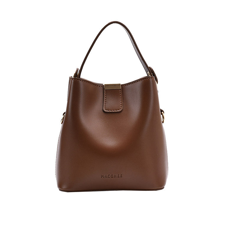 Simple One-Shoulder Bucket Handbag