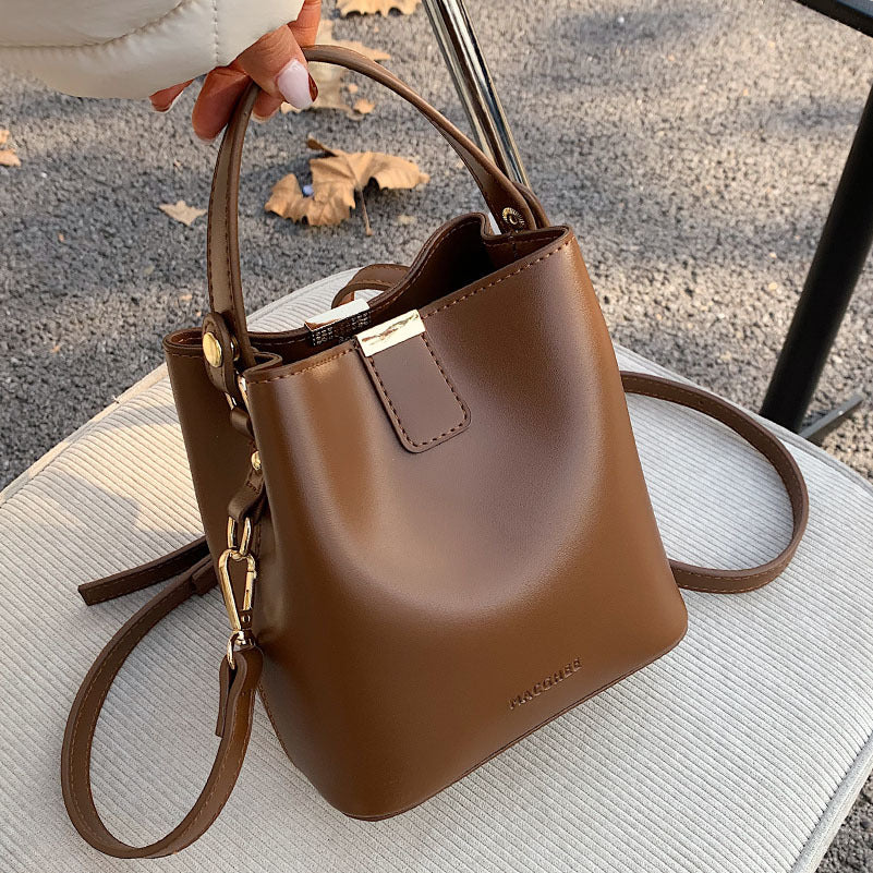 Simple One-Shoulder Bucket Handbag