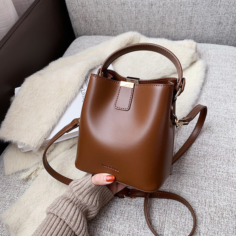 Simple One-Shoulder Bucket Handbag