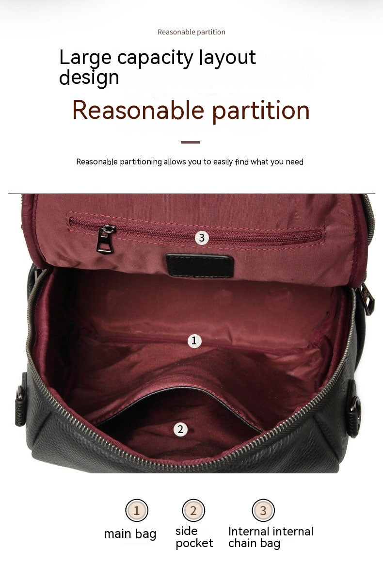First Layer Cowhide Commuter Large Capacity Korean Style Fashion Backpack