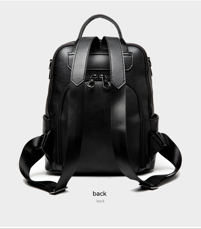 First Layer Cowhide Commuter Large Capacity Korean Style Fashion Backpack