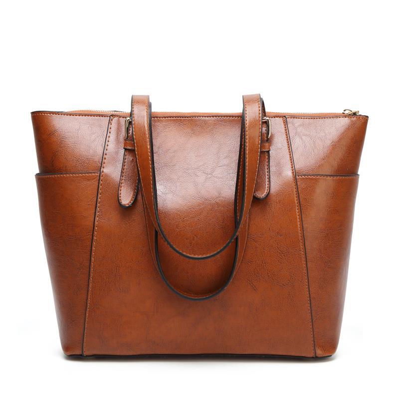 Oil Wax Leather Women Handbag Large Capacity Tote Bag